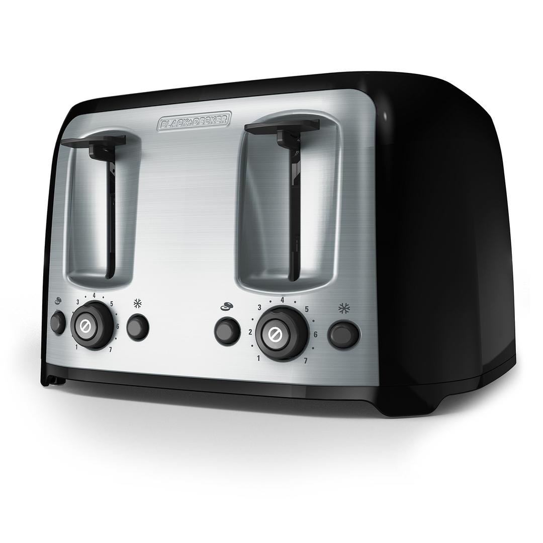 BLACK+DECKER4-Slice Toaster, Extra Wide Slots, 7 Shade Settings, 1400 Watts, Frozen and Bagel Buttons, Toast Shade Selector, Extra Lift