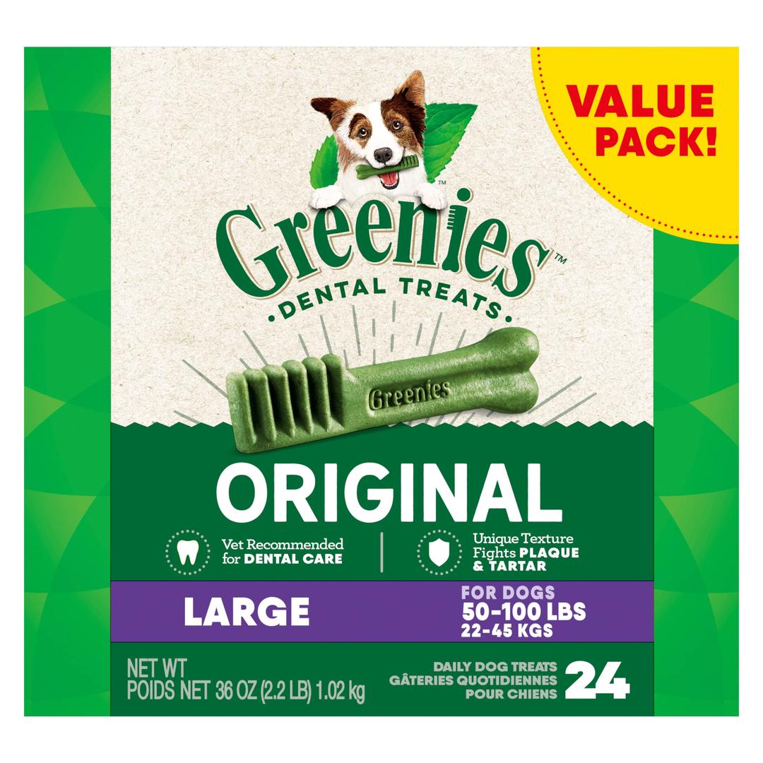 GreeniesOriginal Large Natural Dental Care Dog Treats, 36 oz. Pack (24 Treats)