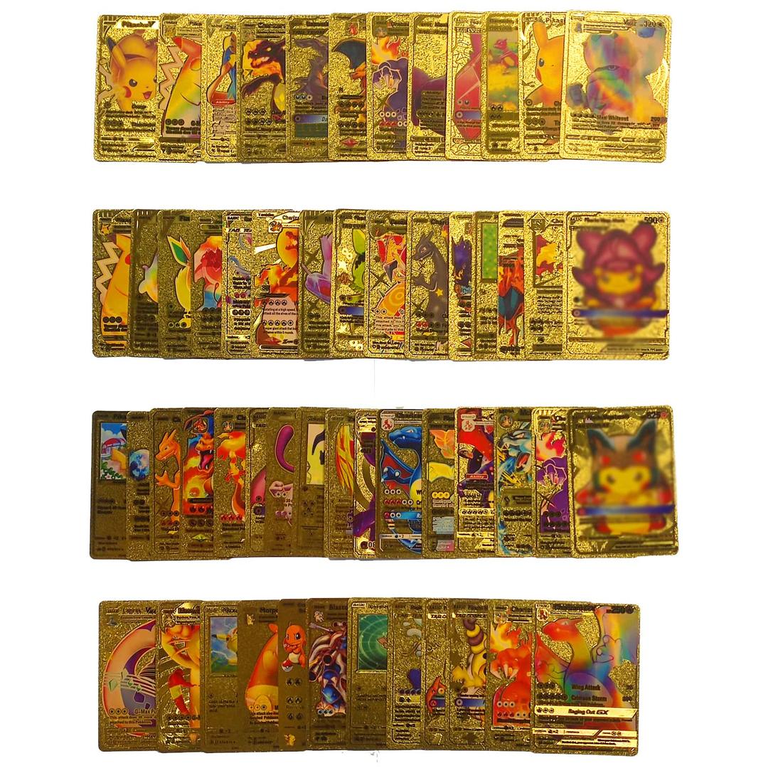 55-Piece Gold Foil Assorted Cards Including 11 GX Rare,13 V-Series, 16 Vmax Rare and 2 Common - The Best Gift for Your Rare Collection, No Duplicates