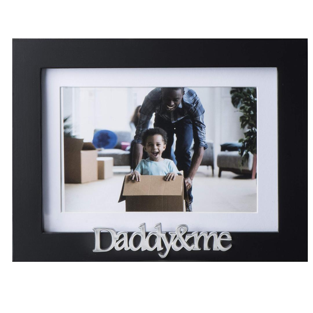 Klikel Daddy And Me Frame - Fathers Day Picture Frame - Black Wood Picture Frame With Silver Sentiments - Holds 1 4x6 Photo With Mat or 1 5x7 Photo Without Mat - Wall Mount And Table Desk Display