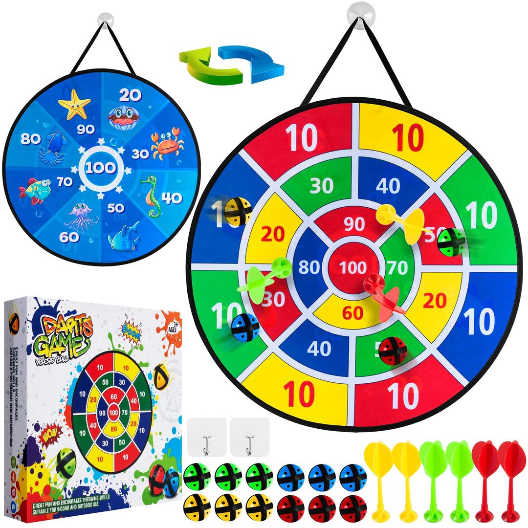 Girls Boys Gifts Kids Outdoor Toys Dart Board, Party Favors for Kids 26" Large Dart Board Games,Garden Toys Darts Present for Age 5 6 7 8 9 10 11 12 Year Old