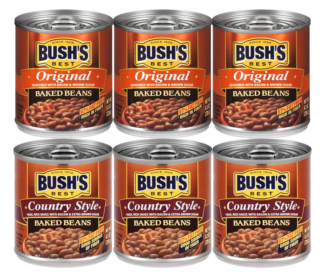 Bush's Best3 Original Baked Beans, 3 Country Style Baked Beans, 8.3 Oz Variety Pack, 1 CT