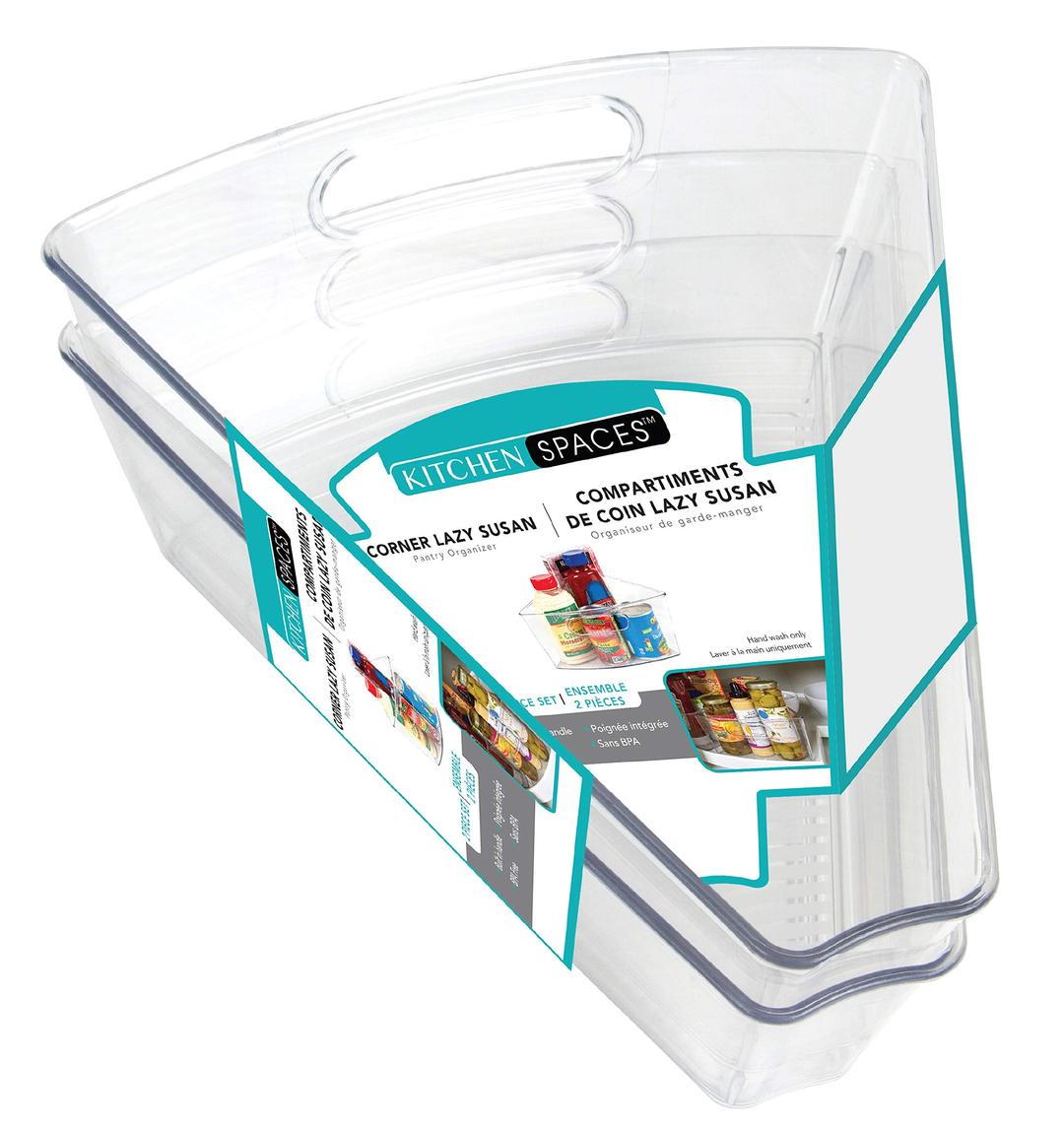 Kitchen SpacesCorner Lazy Susan Kitchen Organization, 2 Pack, Clear