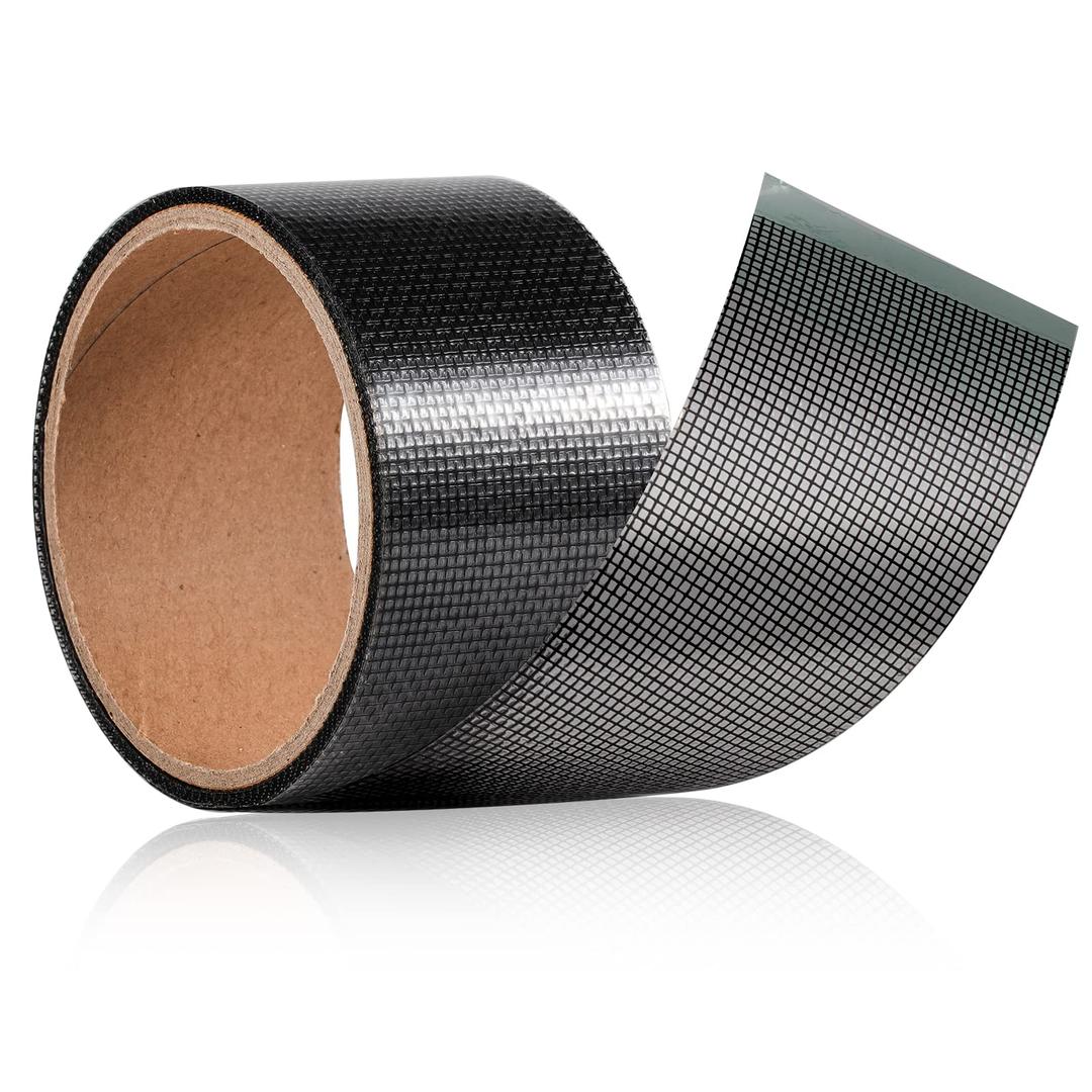 CUNQN Window Insect Screen Adhesive Tape Screen Repair Tapes Kit Waterproof Fiberglass Covering Mesh for Window and Door Patch Repair Anti Mosquito (5cmX5m Black)