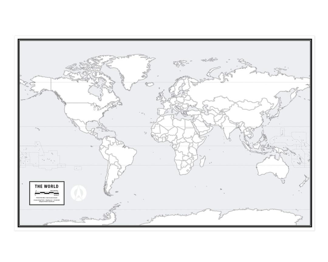 Large Blank World Outline Map Poster, Laminated, 36” x 24” | Great Blank Wall Map for Classroom or Home Study | Free Dry Erase Marker Included | Includes Detailed Laminated Answer Sheet | Learn Fast!