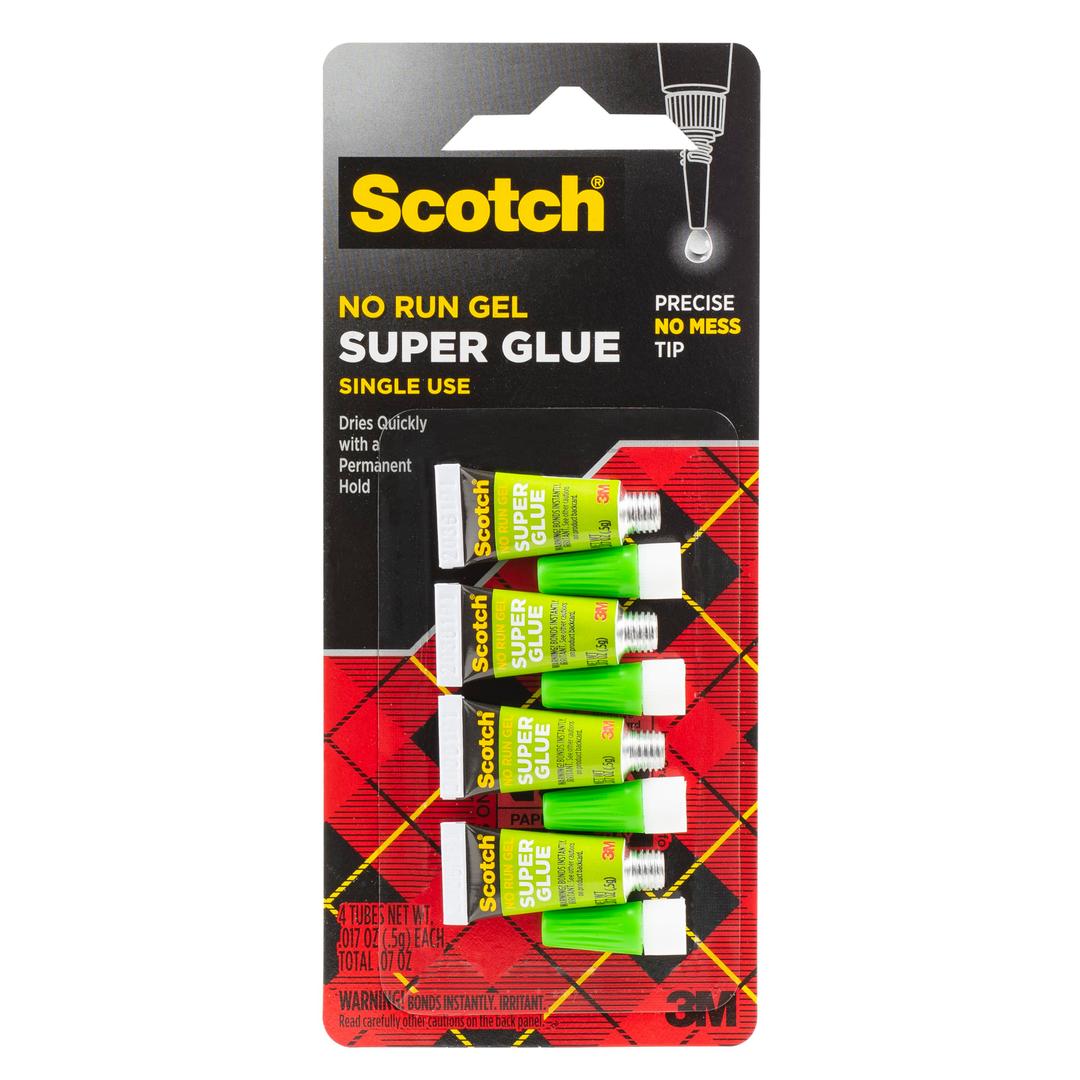 ScotchSuper Glue Gel, 4-Pack of Single-Use Tubes, .017 oz each, Fast Drying, No Run Gel Formula (AD119)