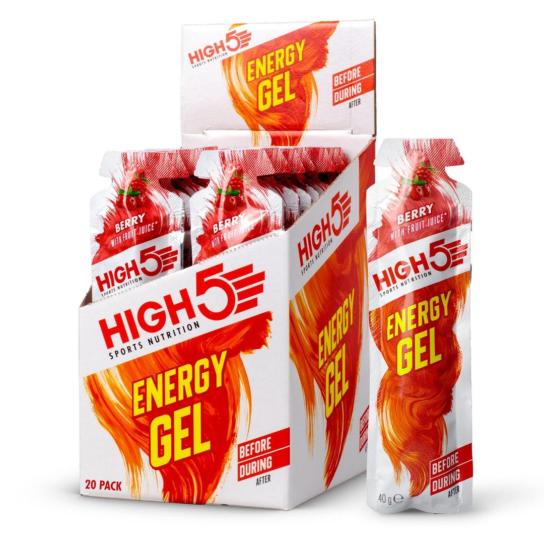 HIGH5Energy Gels - Quick Release Sports Gels to Power Muscles for Peak Performance - Natural Fruit Juice & Caffeine-Free - On The Go Energy Boost for Running, Cycling and Endurance (Berry, 20 x 40g)