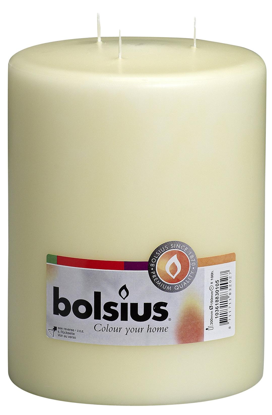 BOLSIUS XXL 3 wick Candle, 15x15x20 cm , "Ivory" 103618830105