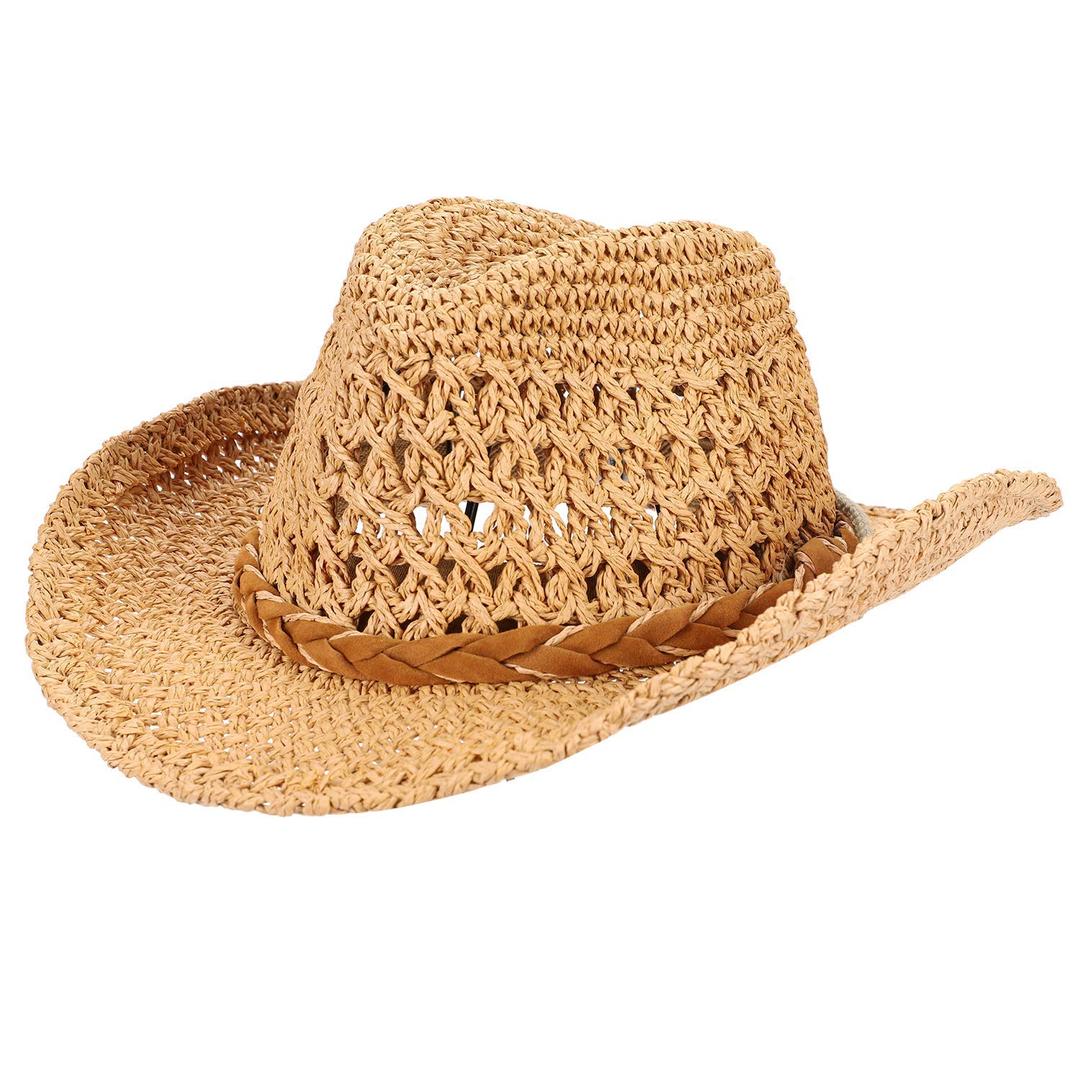 TERRIFIStraw Cowboy Hat Wide Brim Sun Hat Cowgirl Summer Panama Hat with Chin Strap Men Women Sombrero Travel Outdoor Family Hat, Stay Cool and Shaded in Style