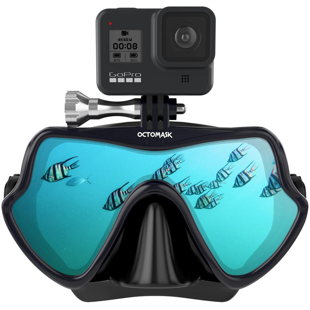 Frameless Scuba Mask w/Mount for all GoPro Hero Cameras for Scuba Diving, Snorkeling, Freediving