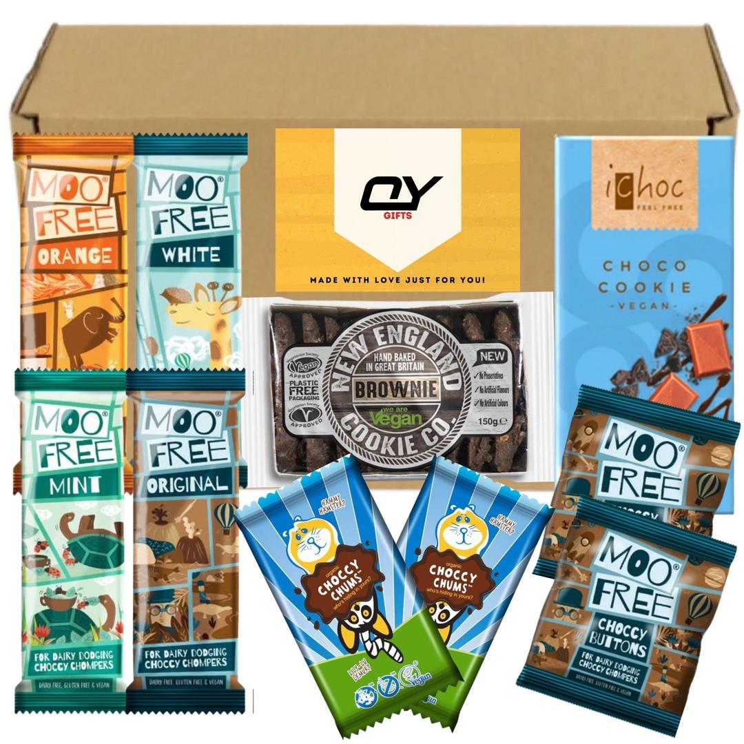 Moo Free Chocolate Selection Box - Dairy Free Chocolate, Moo Free Mini Bars, New England Cookie Co. Brownie, iChoc Vegan Chocolate, Gifts For Vegan Chocolates Lovers, Multi, 10 Pc Set