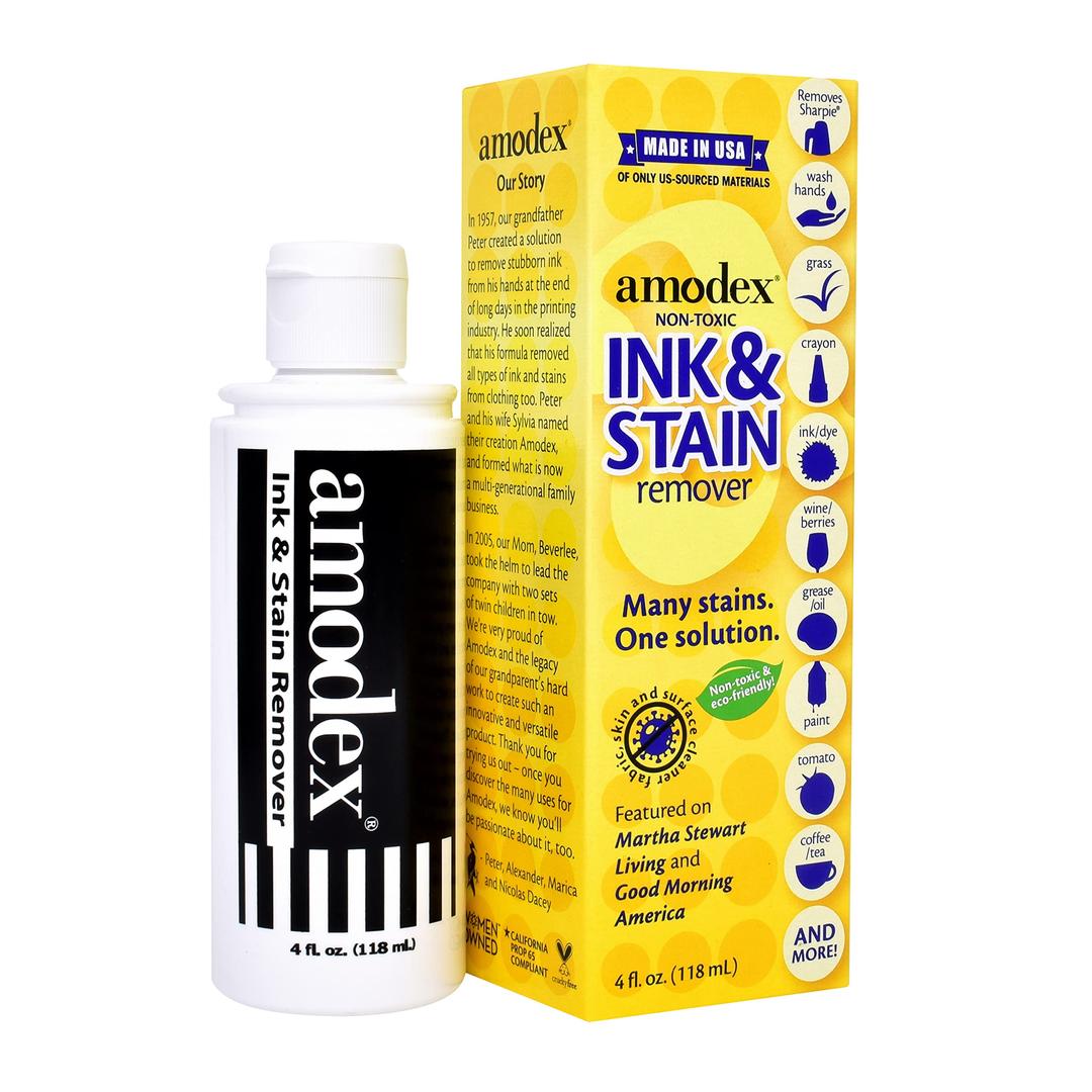 AmodexInk & Stain Remover - Stain Remover for Clothes, Fabric Stain Remover, Ink Remover from Clothes, Blood Stain Remover - 4 oz