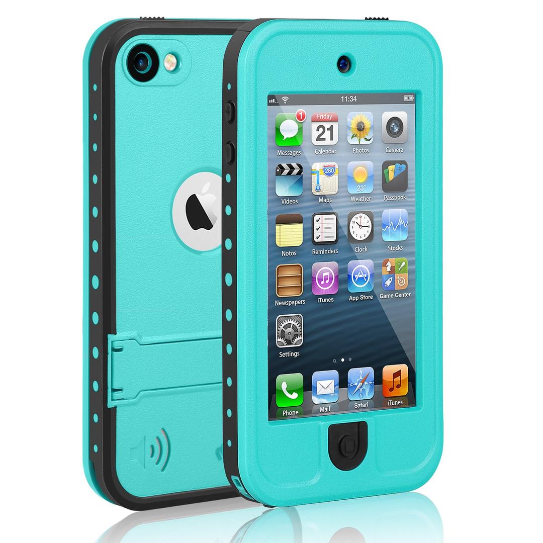 Waterproof Case for iPod 7 iPod 5 iPod 6, Meritcase Waterproof Shockproof Dirtproof Snowproof Case Cover with Kickstand for Apple iPod Touch 5th/6th/7th Generation for Swimming Diving Surfing (Blue)