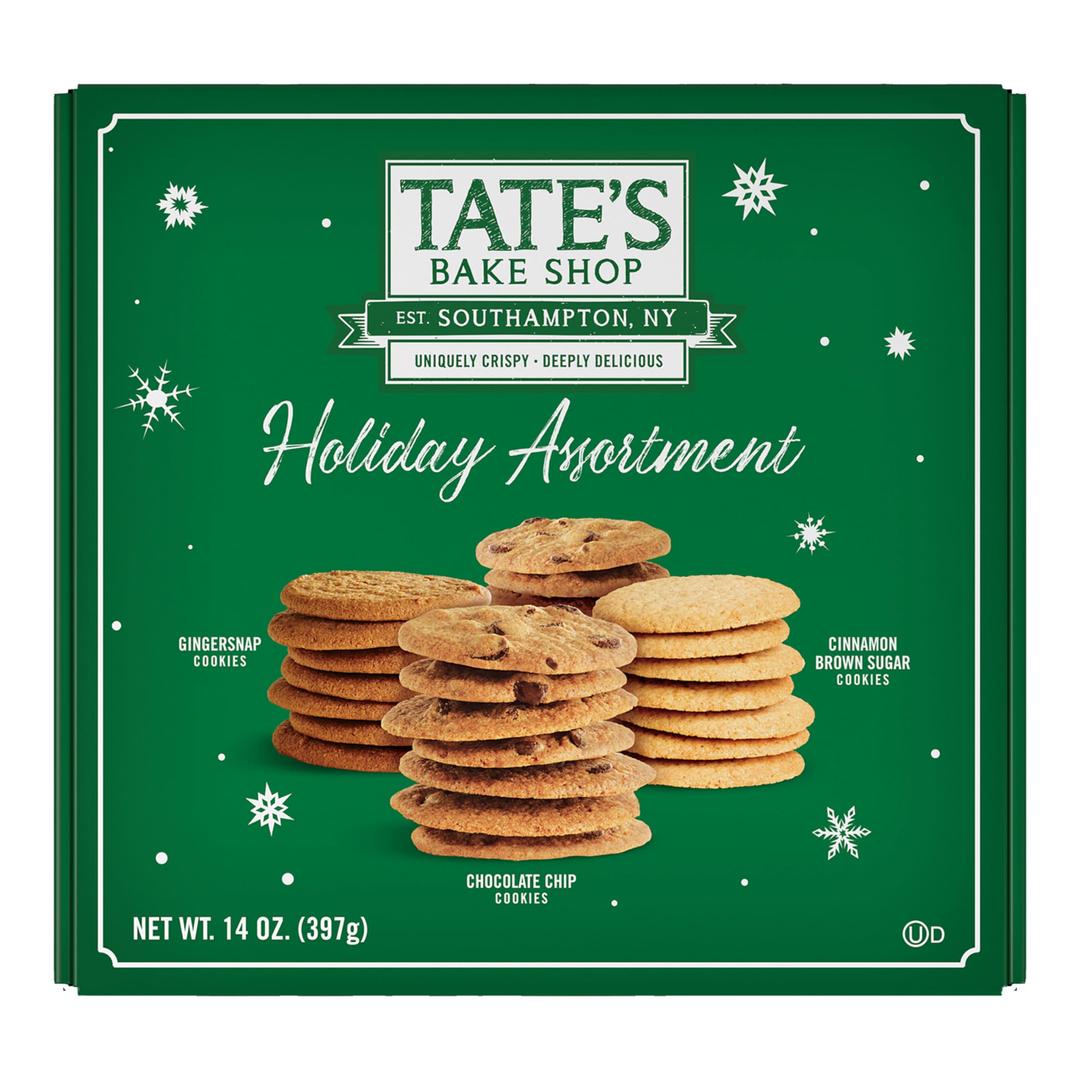 Tate's Bake Shop Holiday Cookies Holiday Gift Box, Chocolate Chip, Chocolate Toffee and Gingersnap, 13.5 oz