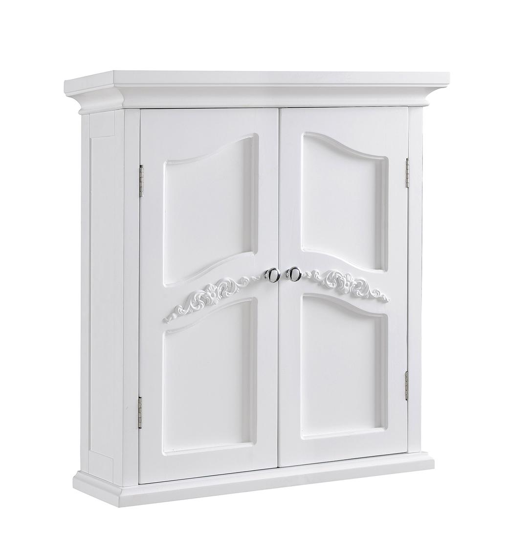 Teamson Home Versailles 22.01 in. x 23.74 in. 2-Door Removable Wall Cabinet with Interior Adjustable Shelves for Storage Solutions in Bathrooms, Kitchens, Laundry Rooms, Home Offices, White