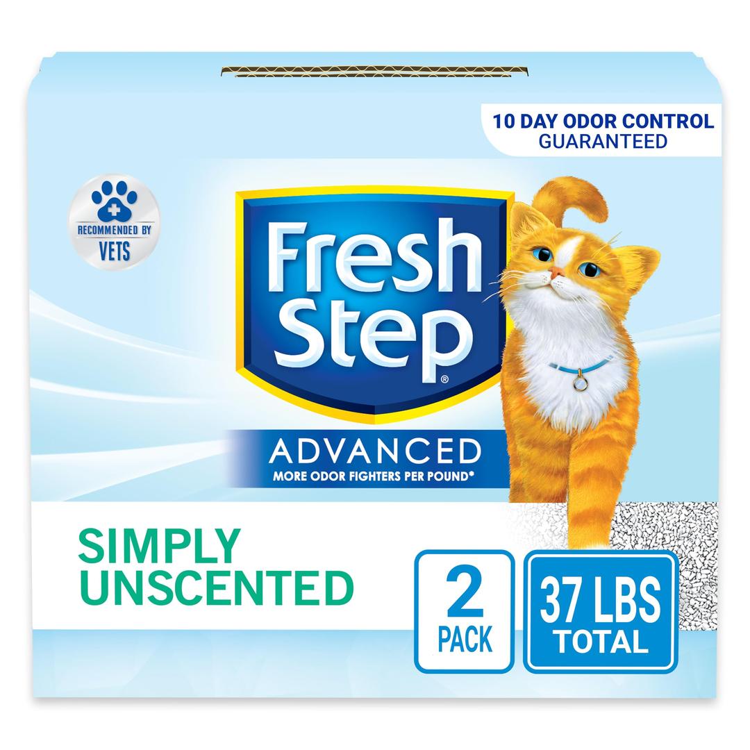 Fresh StepAdvanced Simply Unscented Clumping Litter, Fresh Step Unscented Cat Litter Fights Odor on Contact, 37 lbs. (2 x 18.5 lb. Box)