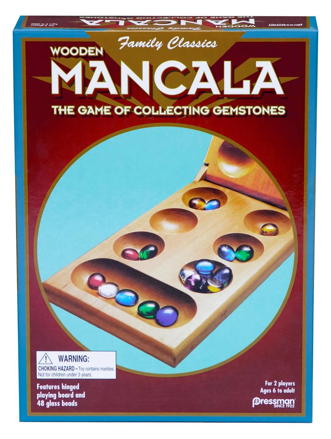 PressmanMancala - Real Wood Folding Set, with Multicolor Stones by Pressman, 2 players