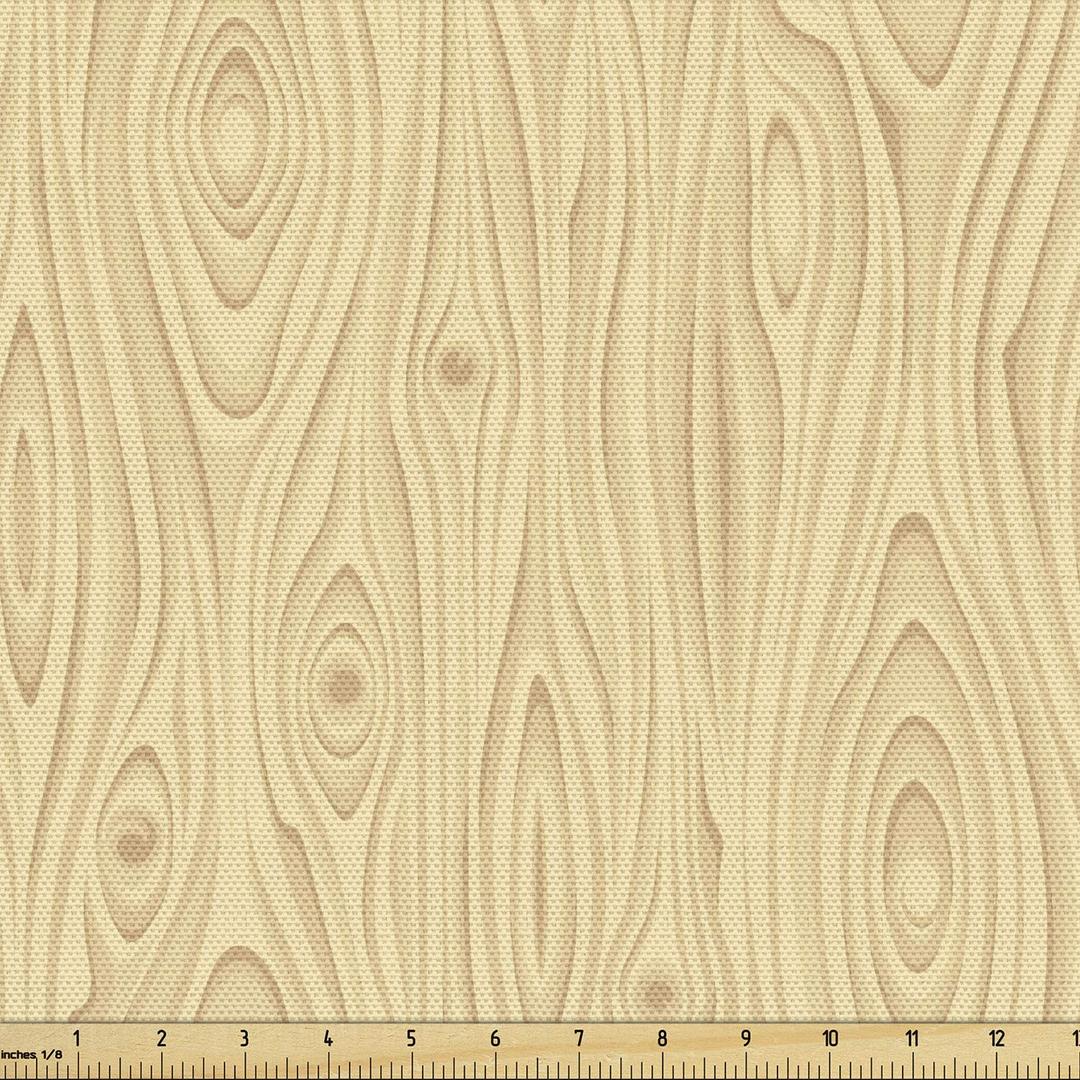 Ambesonne Beige Fabric by The Yard, Wooden Texture Pattern Grains of Wood Natural Tree Growth Lines of Nature Organic Theme, Decorative Fabric for Upholstery and Home Accents, 1 Yard, Cream