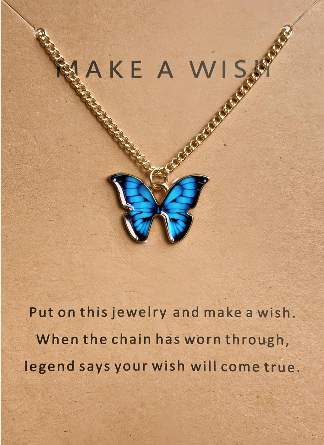 DEQIYIJICute Butterfly Pendant Necklace Jewelry Gifts For Women Dainty Stuff With Message Card