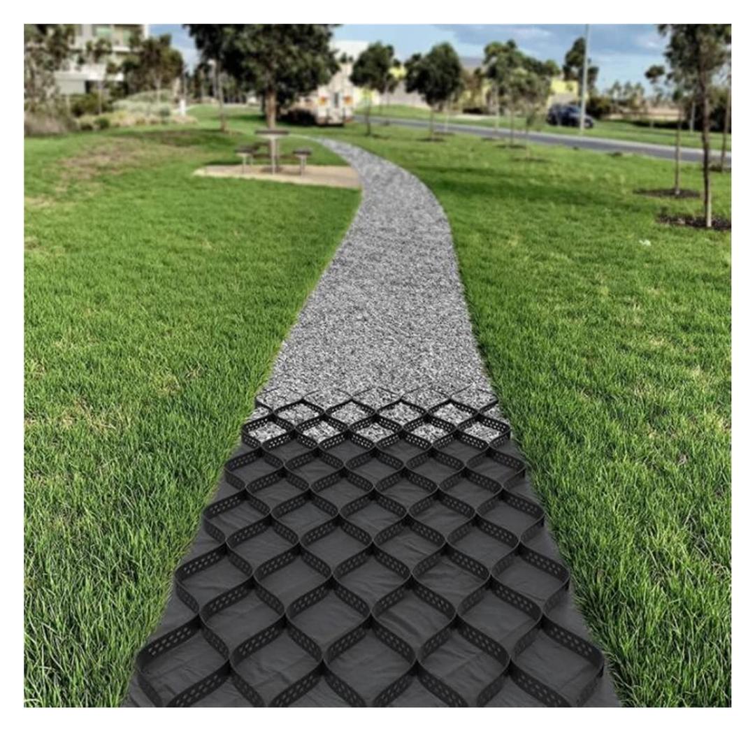 OuPai 2 Inch Thick Geo Grid Ground Grid Gravel Grid HDPE Material, Ground Stabilization Grid 1885 LBS Per Sq, Tensile Strength Gravel Ground Grid for Slope Driveways, Garden