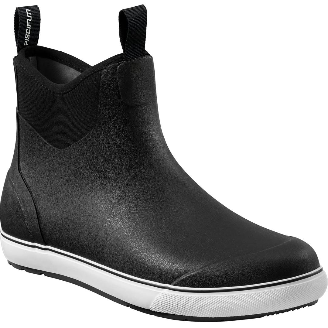 PiscifunMen’ s Deck Boots, Waterproof Fishing Rain Boots, Anti-Slip Rubber Boots with Breathable Neoprene Lining