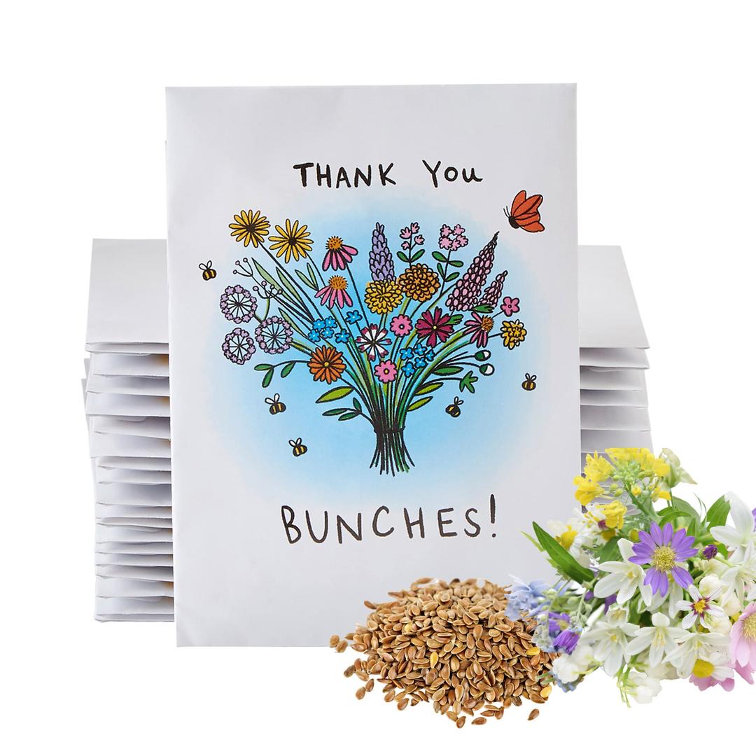 American Meadows Wildflower Seed Packets "Thank You Bunches" Party Favors (Pack of 20) - Express Gratitude with a Wildflower Seed Mix, Great Addition or Alternative to Thank You Cards