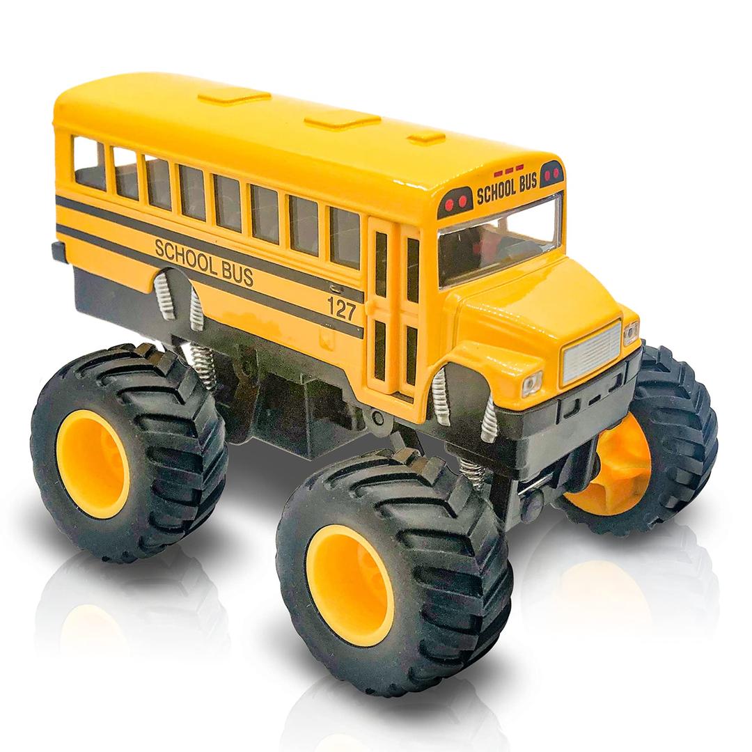 ArtCreativity 5 Inch Monster School Bus, Super Monster Bus with Pullback Mechanism, Diecast Monster Truck Bus for Kids, Big Wheels Monster Truck Toys, Play Vehicle Gifts for Boys