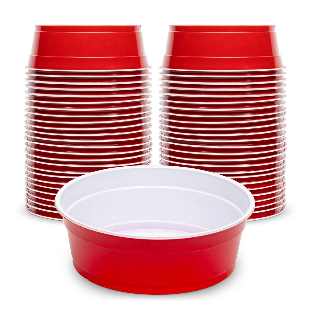 GoBig Red Party Cup Bowls - Disposable Plastic Bowls - 2 Sizes