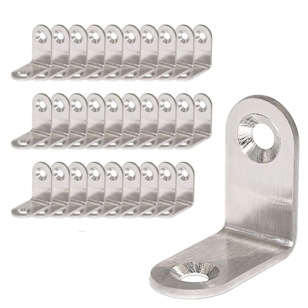 30-Pack, WEBI Heavy Duty Stainless Steel Corner Braces, 1.2" L Shaped Right Angle Brackets, Corner Protector, Shelf Support For Furniture, Chests, Screens, Windows