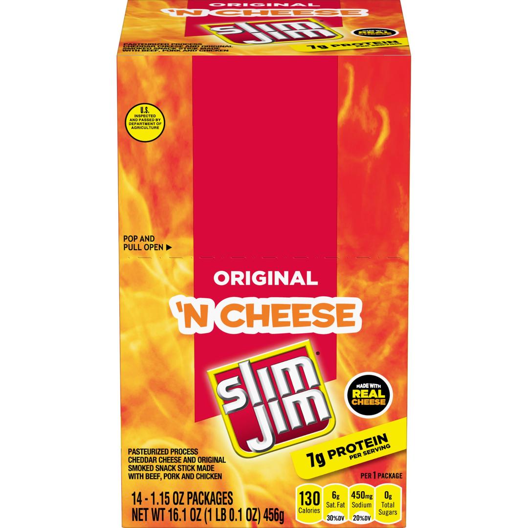 Slim Jim Cheese Original, 1.15 Oz (Pack Of 14)