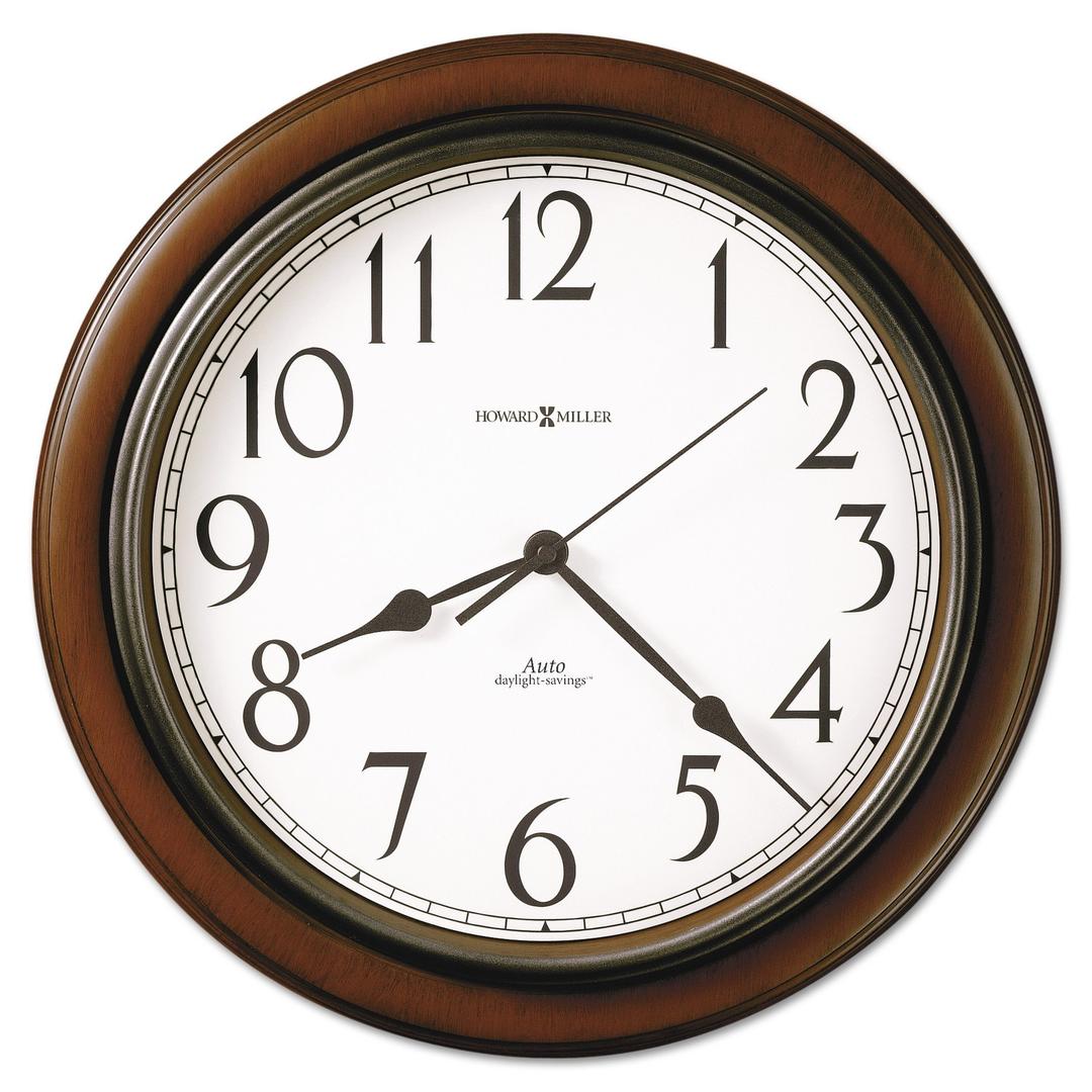 Howard MillerTalon Wall Clock 625-417 – Round, Cherry Finish with Auto Daylight Savings Time