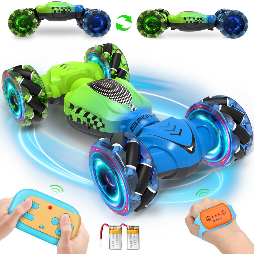 Remote Control Car, Best Gift for Ages 6 7 8 9 10 11 12 Boys and Girls, Gesture Sensing RC Stunt Car, Toys for Ages 4-12, 4WD Transform Drift RC Cars with Lights, Birthday Gift for Kids