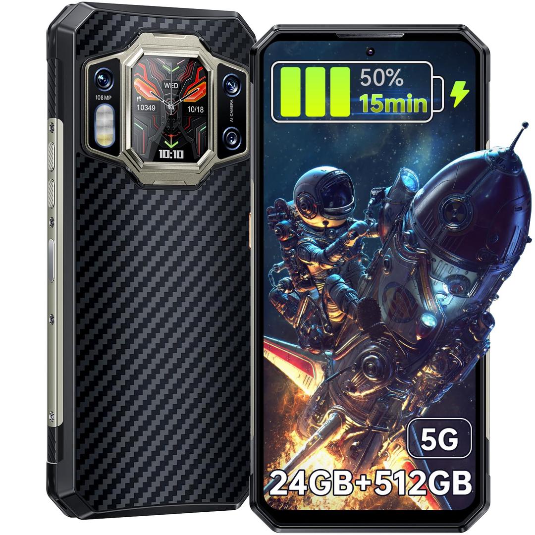 OUKITEL WP30 Pro Rugged Smartphone 5G - 24GB+512GB, 11000mAh Battery, 120W Fast Charging, IP68/IP69K Rugged Phone, Android 13 phone, 6.78" HD mobile phone 108 MP Main Camera, Dual Screen, WIFI 6, OTG