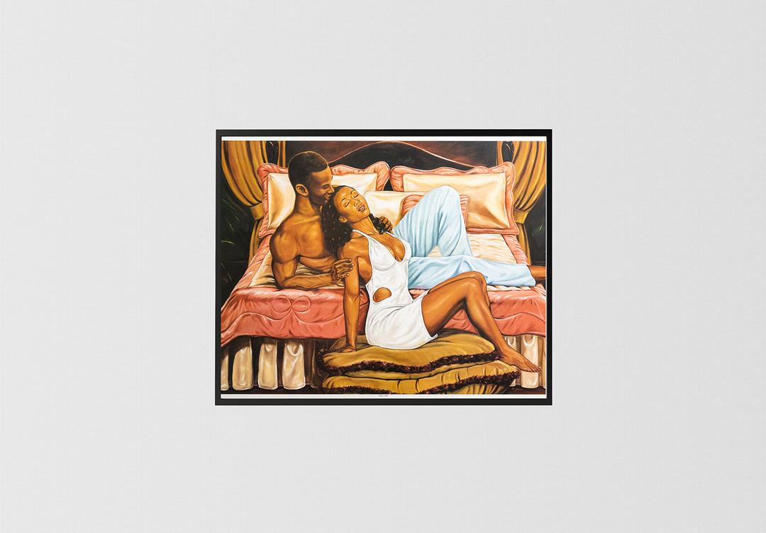 Pillow Talk (Romance/Couple) - Johnny Myers 24x32 Unframed - African American Black Art Print Wall Decor Poster #9e1