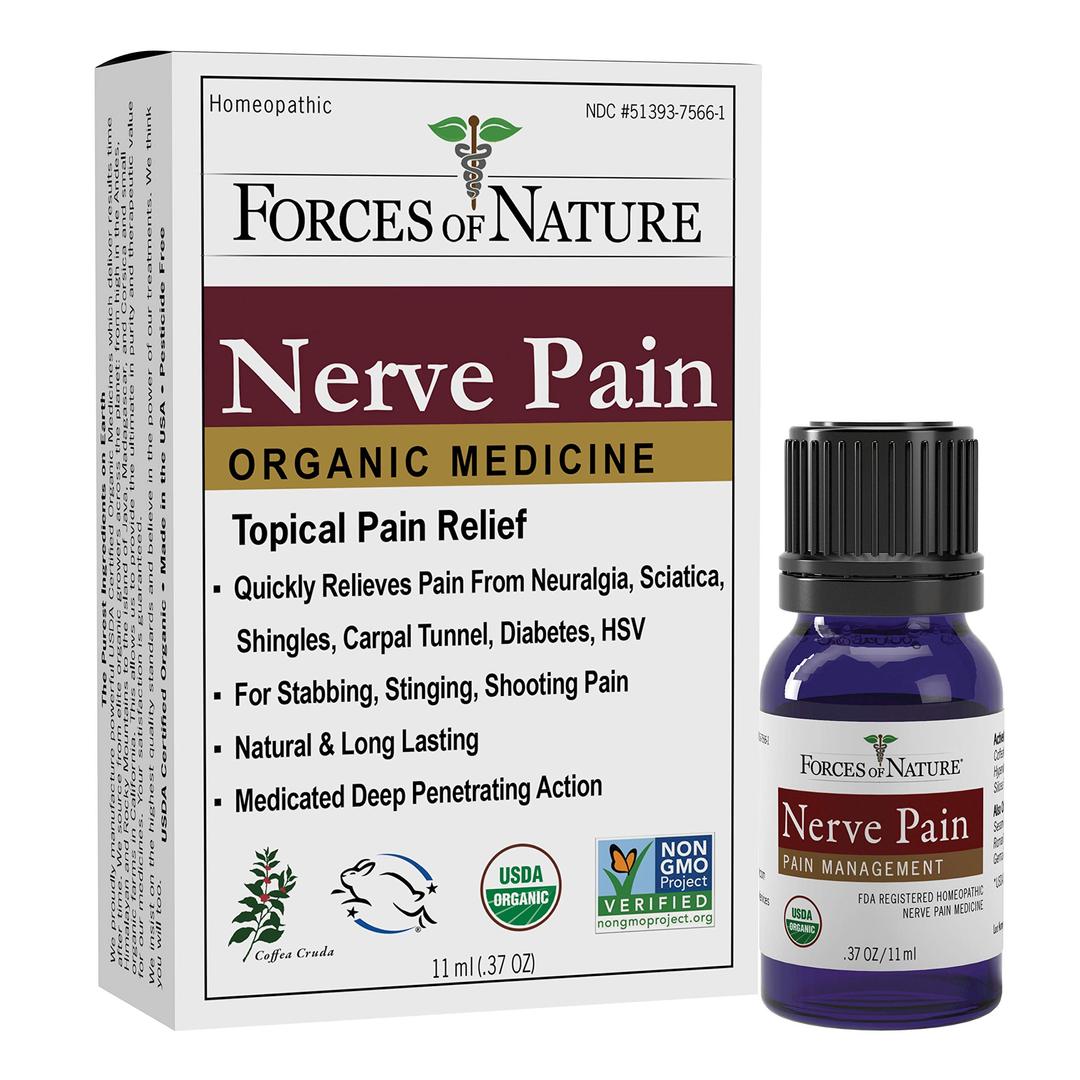 Forces of NatureNerve Pain Management Oil | 11ml | Certified Organic + Vegan + Gluten Free + All Natural, White