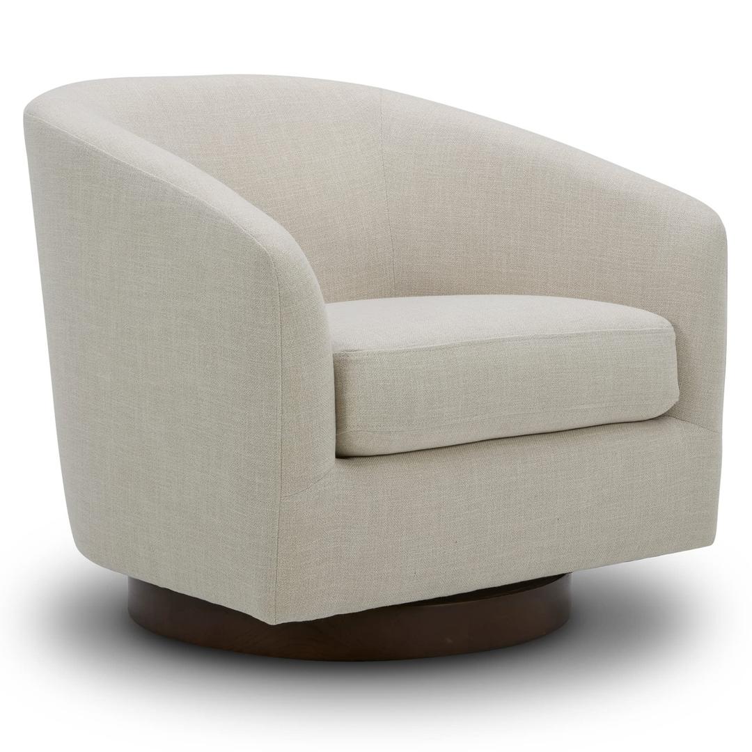 CHITA Swivel Accent Chair, FSC Certified Upholstered Fabric Barrel Chair for Living Room, Linen