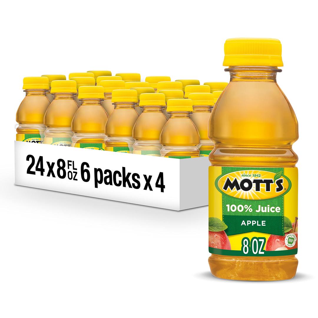 Mott's100% Original Apple Juice, 8 Fl Oz Bottles, 24 Count (4 Packs Of 6), 2 Servings Of Fruit, 100% Fruit Juice, Gluten-free, Caffeine-free, Kosher, Contains No Artificial Colors Or Sweeteners