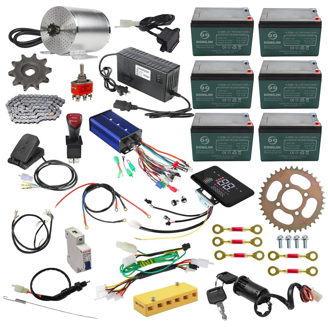 Electric Brushless DC Motor Kit, 72V 3000W Motor Controller with Battery Set 420 Sprocket for Golf Cart Go Kart ATV Quad Buggy Scooter E Bike Bicycle Razor Pit Dirt Bike Motocycle