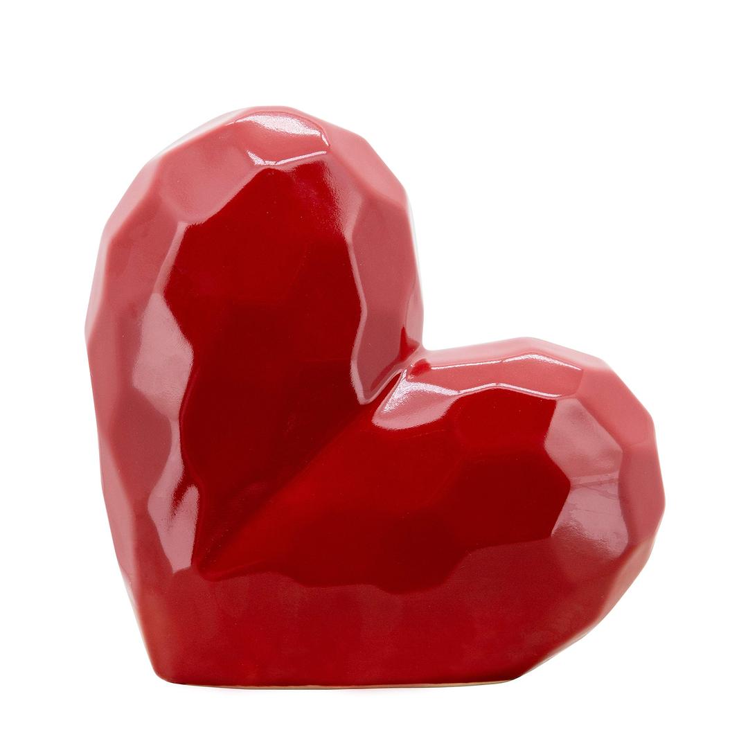 Sagebrook Home8" L 3" W 8" H Scratched Red Ceramic Heart Deco Sculpture for Tabletop Decorating of Your Living Room, Dining Room, or Bedroom