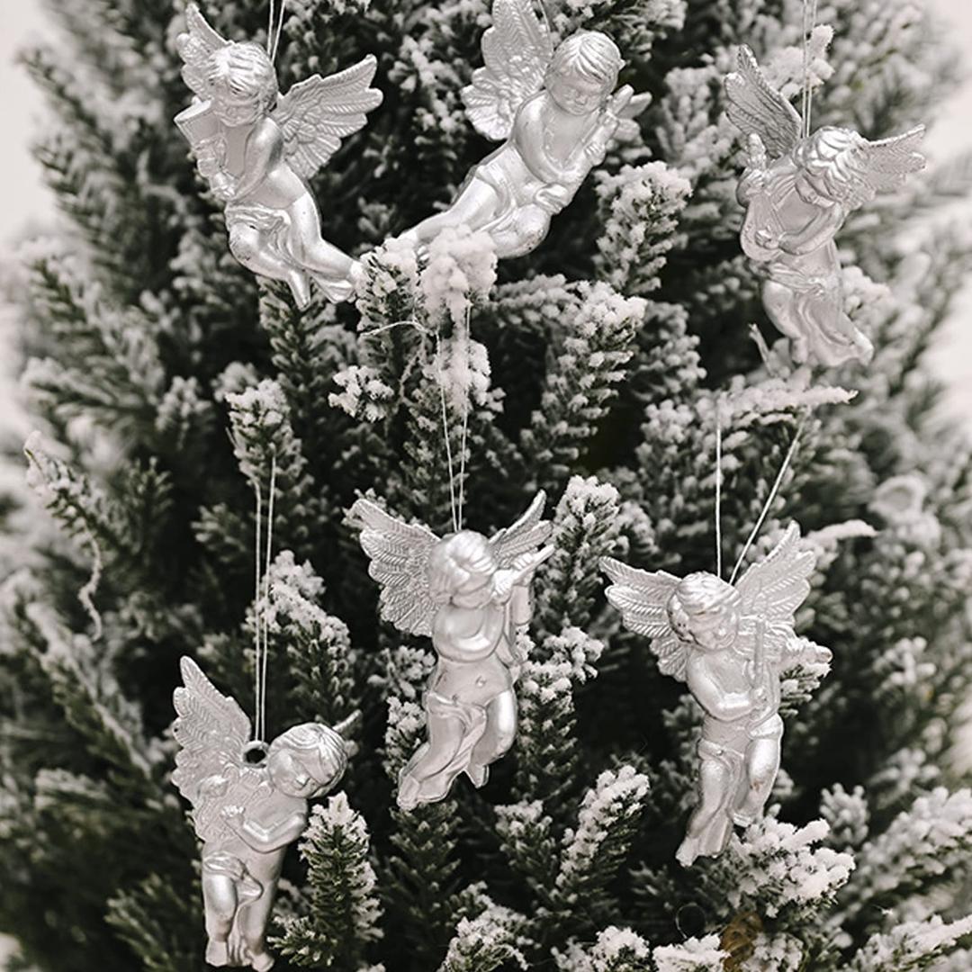 12 Pieces Christmas Tree Ornaments Angel Ornament for Xmas Hanging Decors Holiday Wedding Party Decoration Supplies(Silver)