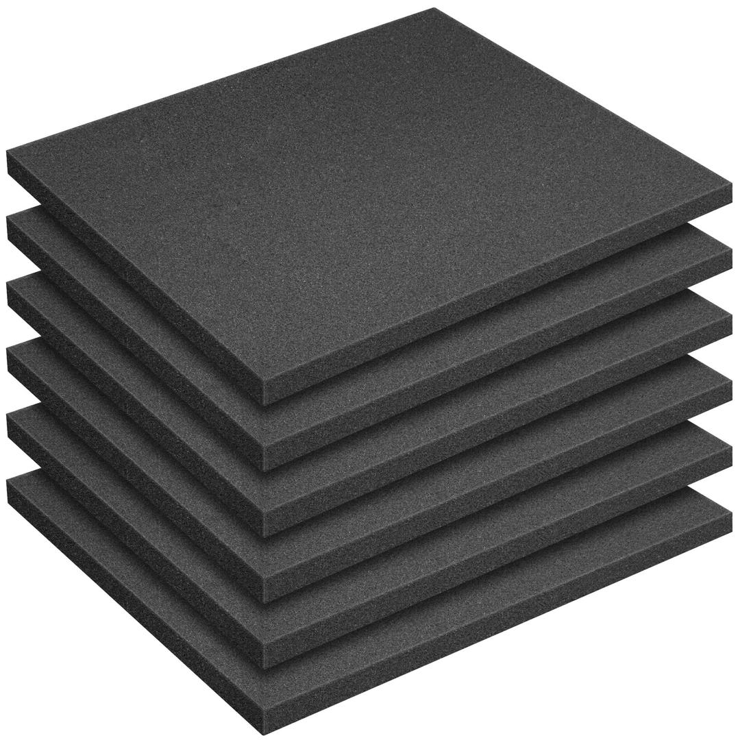 DECOHS 6 PCS Polyurethane Foam Sheet-16x12x1 Inch Cuttable Foam Inserts for Cases-Packing Foam Pads for Toolbox Camera Storage and Crafts