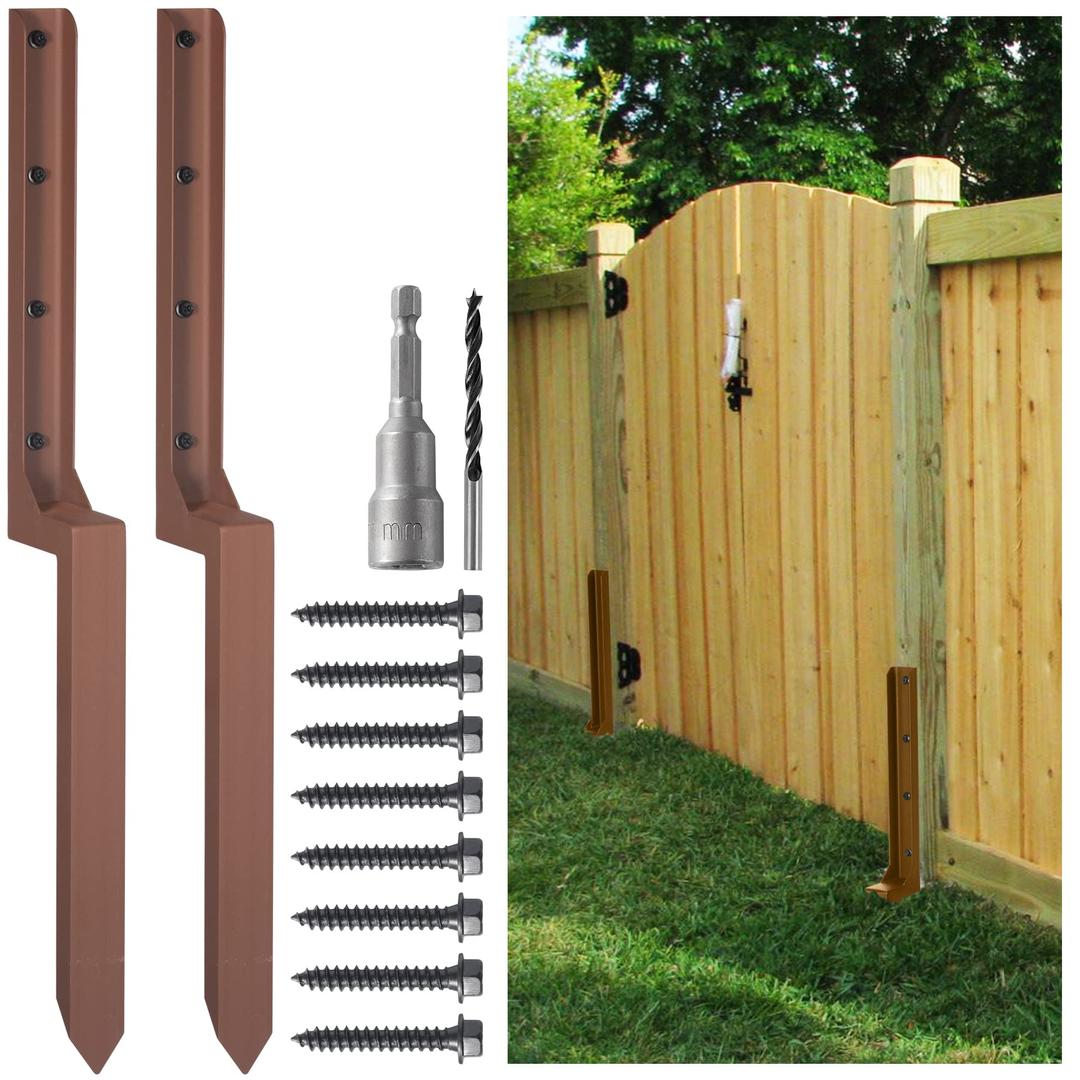 2.8 FT Fence Post Repair Kit, for Repairing Broken Wooden Fence Post Repair Stakes (2pack-Brown)