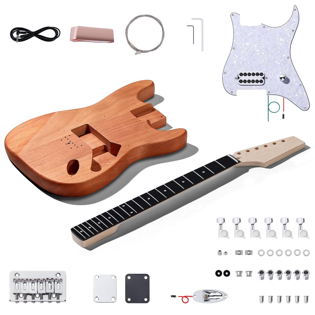 Leo Jaymz DIY Guitar Kits ST TD Style Mahogany Body Maple Neck Ebony Fretboard (ST TD)