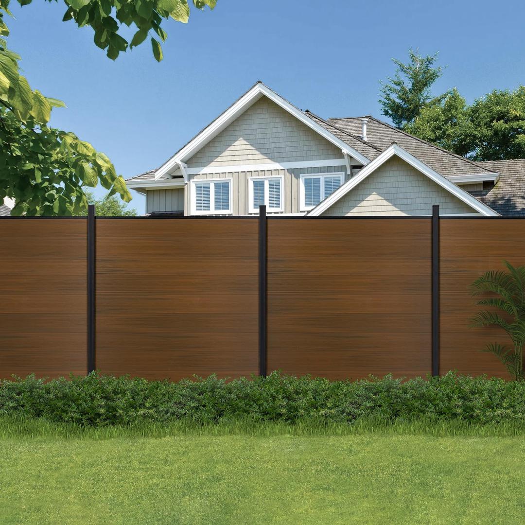 6x6Ft Outdoor Privacy Fence Panels, Tall Wind Resistant Fence Covering Privacy, Composite Fence Screen with 2 Sturdy Post, Privacy Fencing for Yard Backyard Garden and Swimming Pool