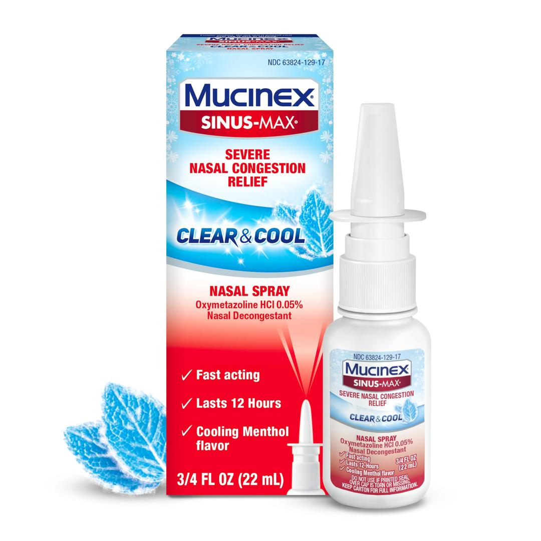 MucinexSinus-Max Nasal Spray Decongestant, 12 Hour Over-The-Counter Medication Nose Spray for Sinus Relief, Nasal Decongestants For Adults & Sinus Congestion, Cooling Menthol, 0.75 Fl Oz