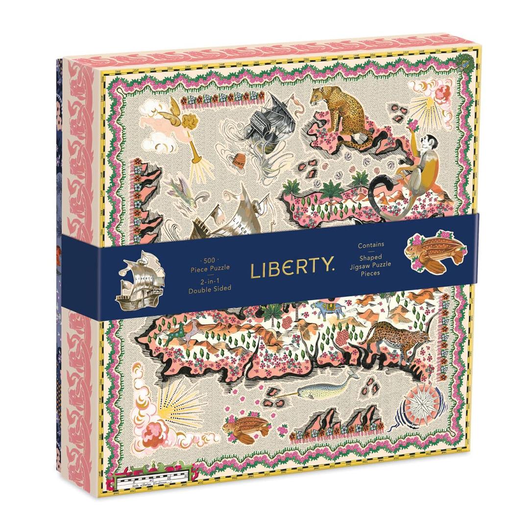 Liberty Maxine 500 Piece Double Sided Puzzle with Shaped Pieces from Galison - Featuring Liberty's Iconic Floral and Graphic Prints and 15 Uniquely Shaped Jigsaw Pieces, 20" x 20", Unique Gift Idea