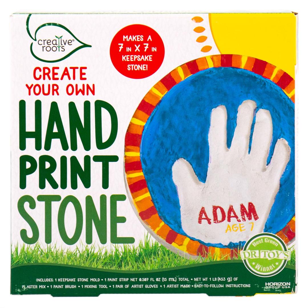 Creative Roots Handprint Stepping Stone, Includes 7-Inch Ceramic Stepping Stone & 6 Vibrant Paints, Garden Stepping Stone Kit, Paint Your Own Stepping Stone, DIY Stepping Stone for Kids Ages 8+ Red