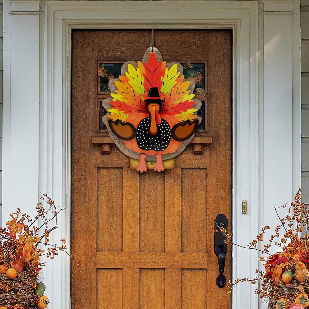 Thanksgiving Decorations 3D Turkey Decor Door Hanger