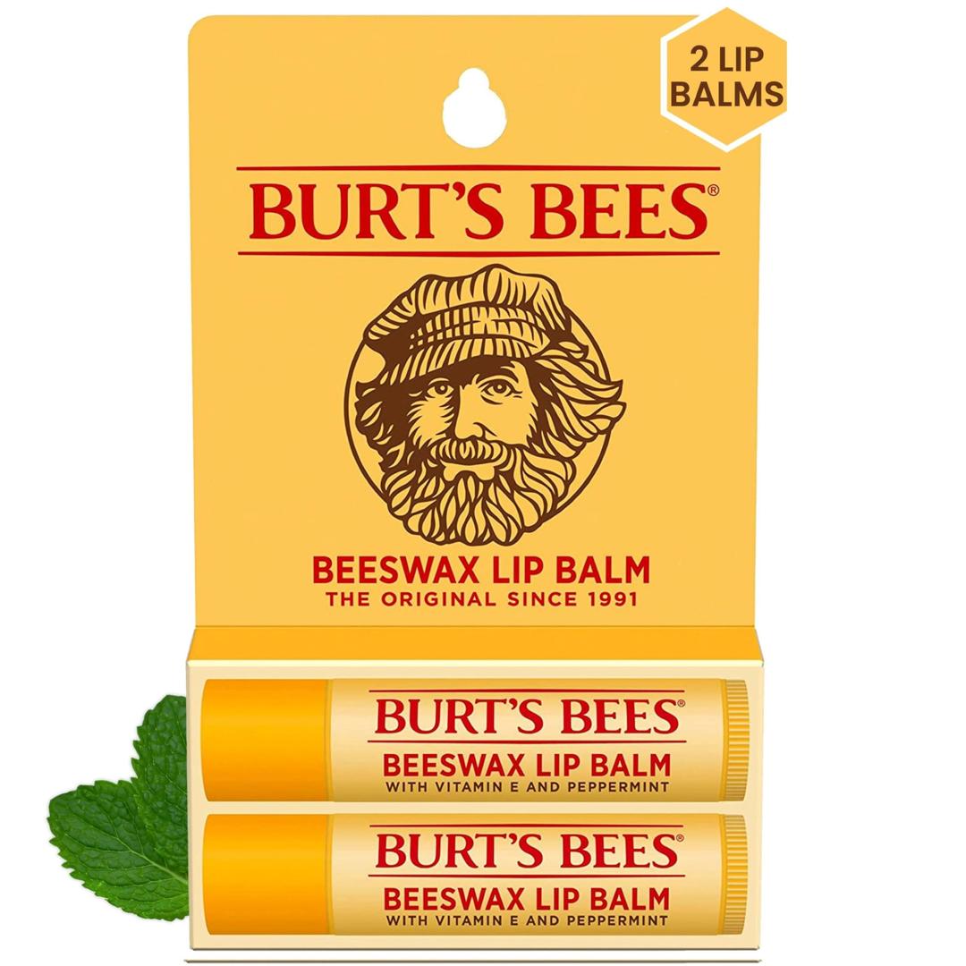 Burt's BeesLip Balm Stocking Stuffers, Moisturizing Lip Care Christmas Gifts, Original Beeswax with Vitamin E & Peppermint Oil, Natural Origin Conditioning Lip Treatment (2-Pack)