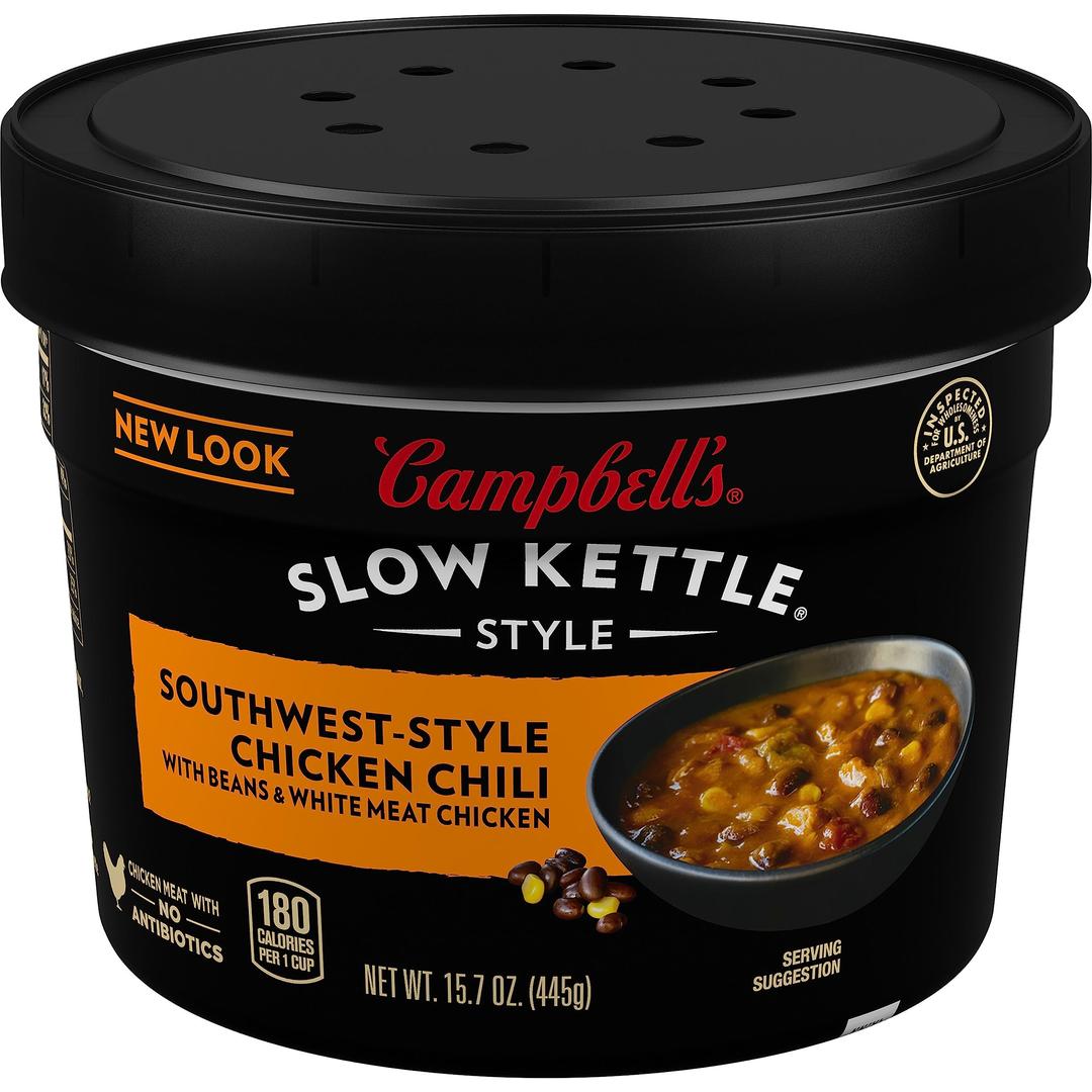 Campbell's Slow Kettle Style Southwest-Style Chicken Chili with Beans and White Meat Chicken, 15.7 oz Microwavable Bowl